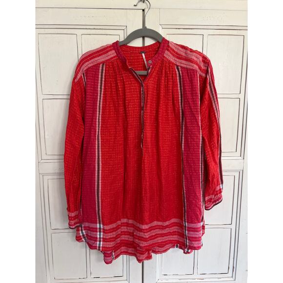 Free People size XS red pullover blouse top shirt - Picture 1 of 3